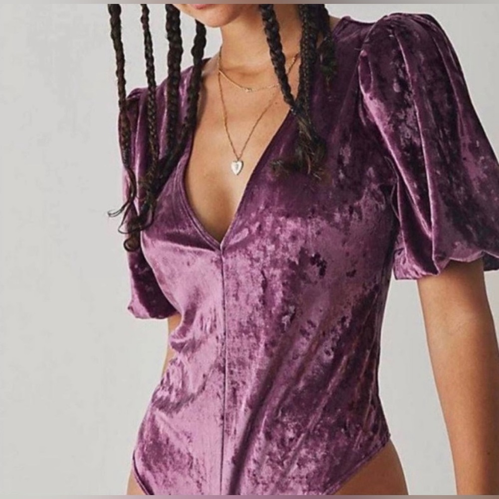 Free People intimately Dont You Wish Velvet Bodysuit
